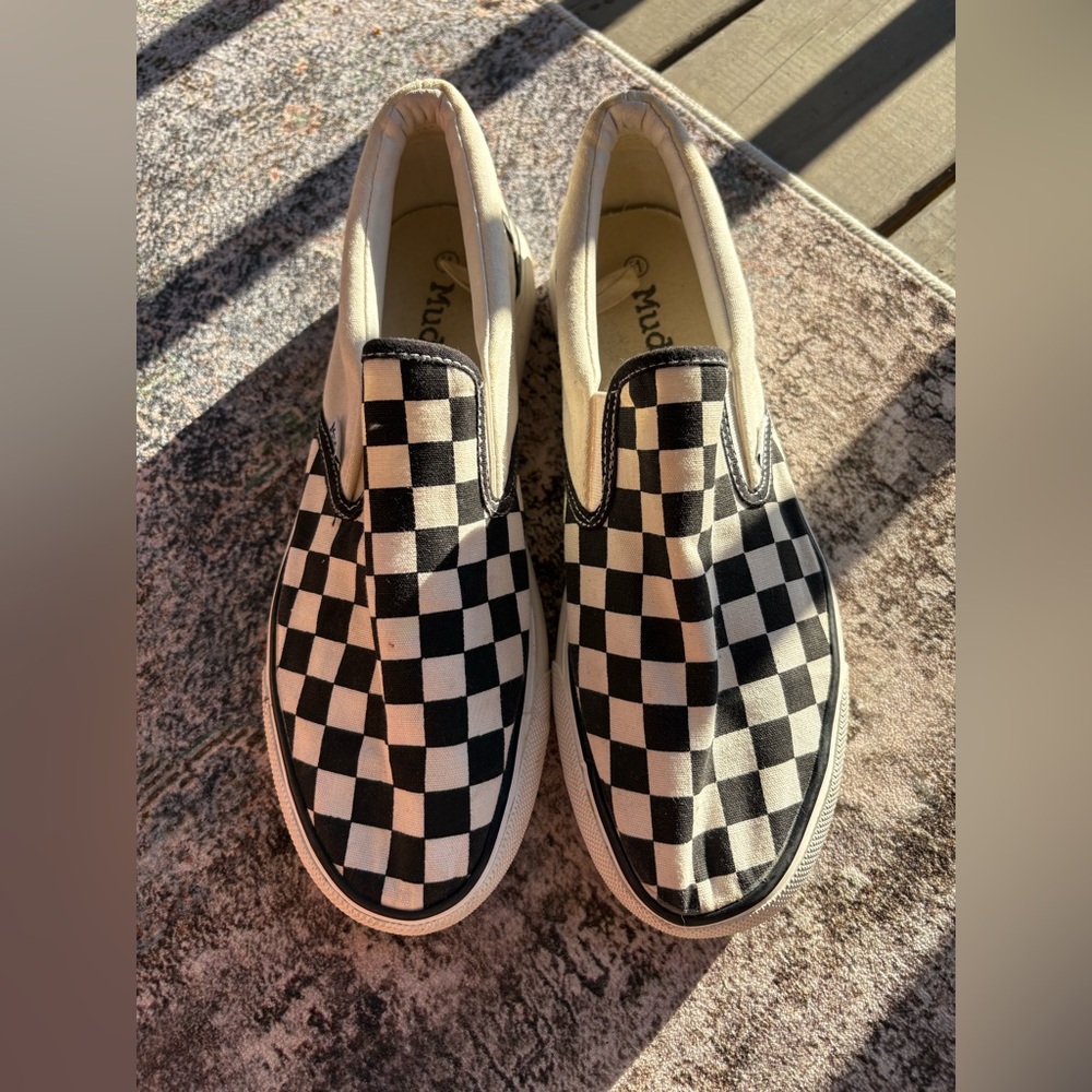 Mudd Black and White Checkered Slip-On Shoes